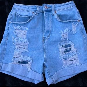 Rainbow jean shorts, size medium.